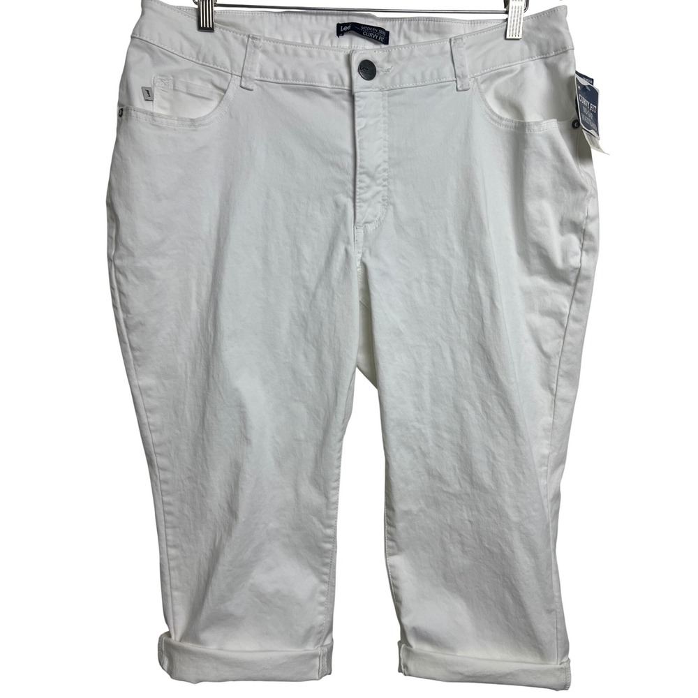 Lee Capri Pants Women 18W White Curvy Fit No-Gap Waistband Modern Series New F14